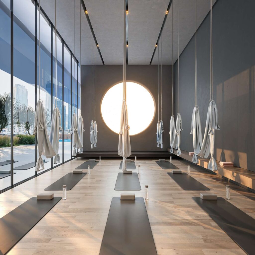Gallery hall with glowing moon sculpture at Inaura Hotels and Residences, Downtown Dubai