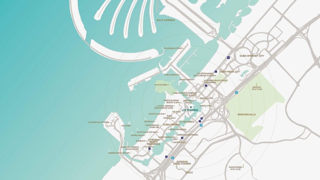 Location map of LIV Marina in Dubai Marina
