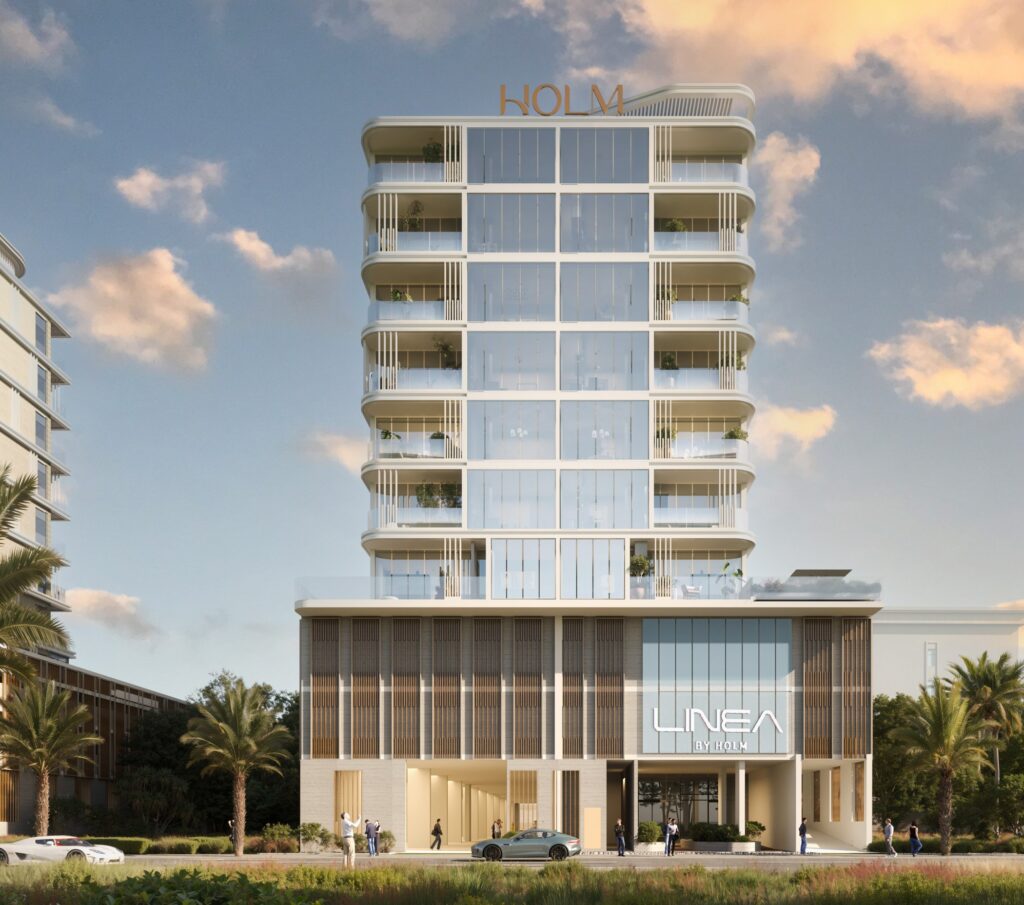 Front elevation of the Linea by Holm building, Al Wasl, Dubai