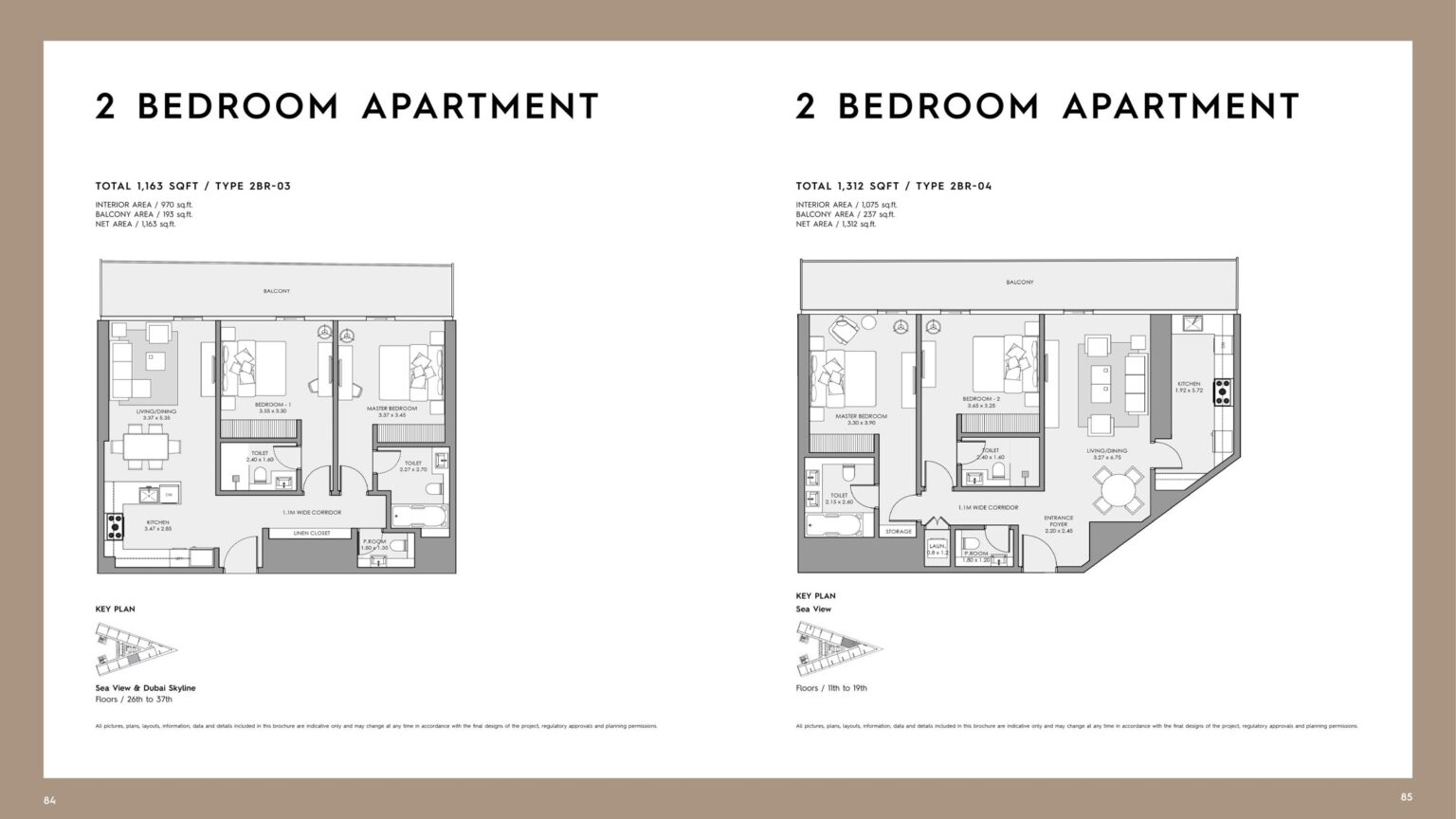 Mar Casa 2 bedroom type 2BR-03 floor plan, Dubai Maritime City
