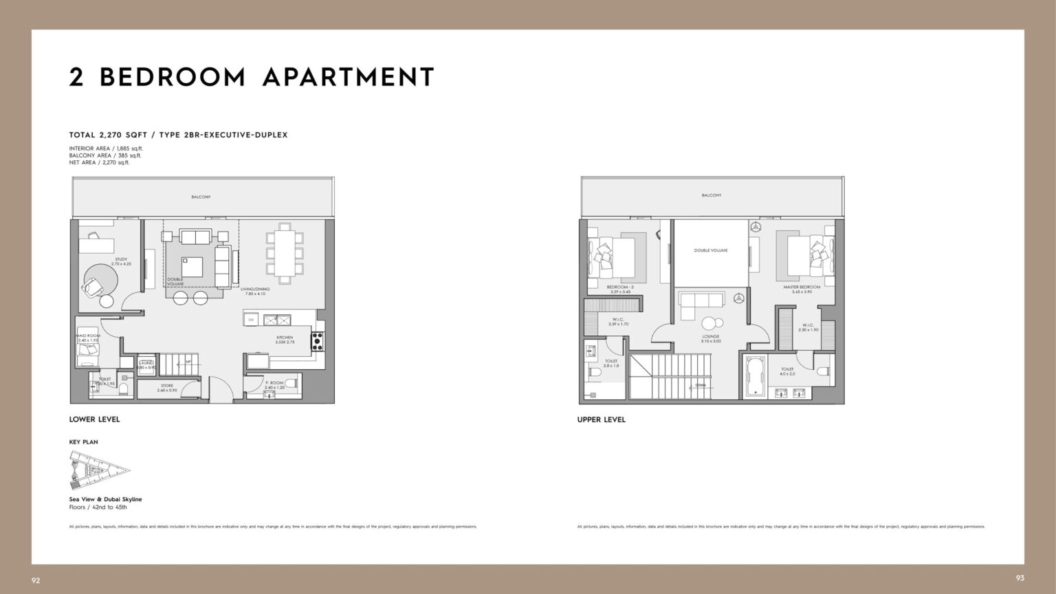 Mar Casa 2 bedroom type 2BR-Executive Duplex floor plan, Dubai Maritime City