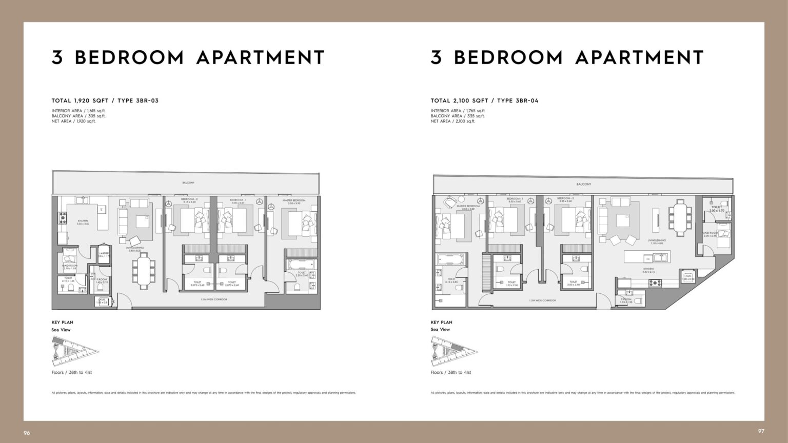 Mar Casa 3 bedroom type 3BR-03 floor plan, Dubai Maritime City
