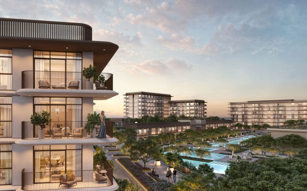 Ocean Star terraces overlooking the pool and gardens at Rashid Yachts & Marina, Dubai