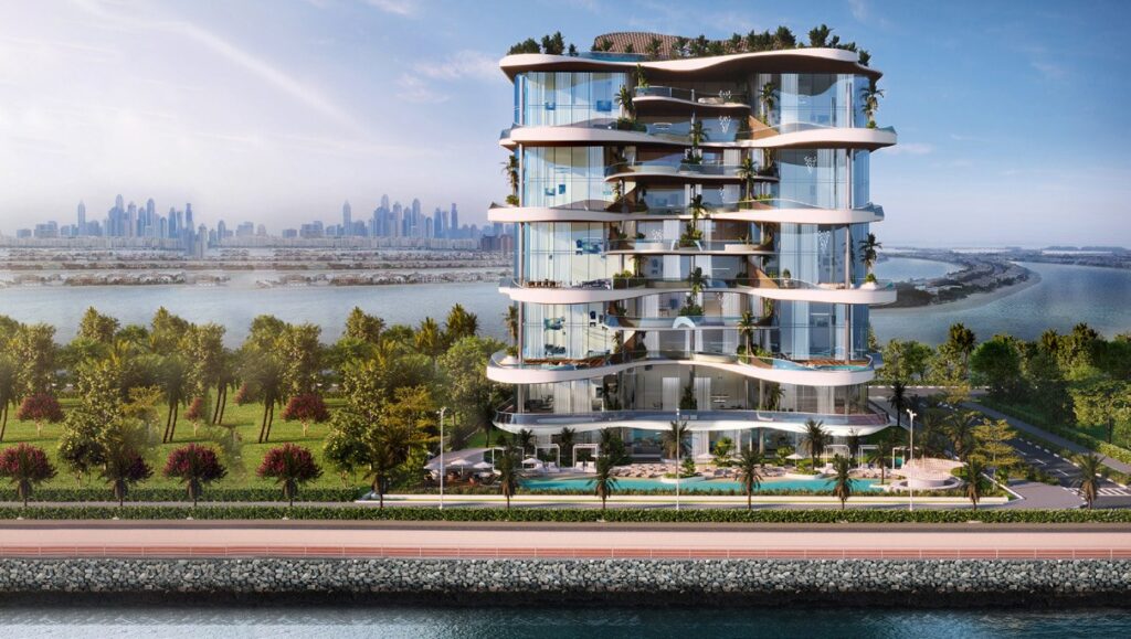 One Crescent building on the crescent with skyline beyond, Palm Jumeirah