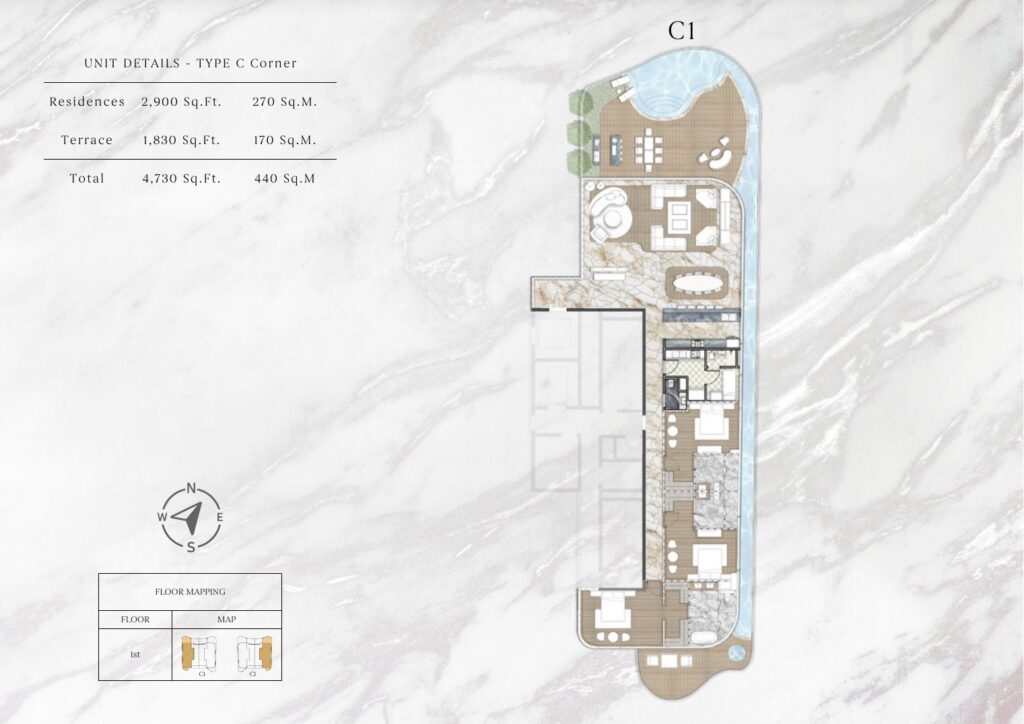 One Crescent - Floorplans - 3 Bedroom Penthouse Type C