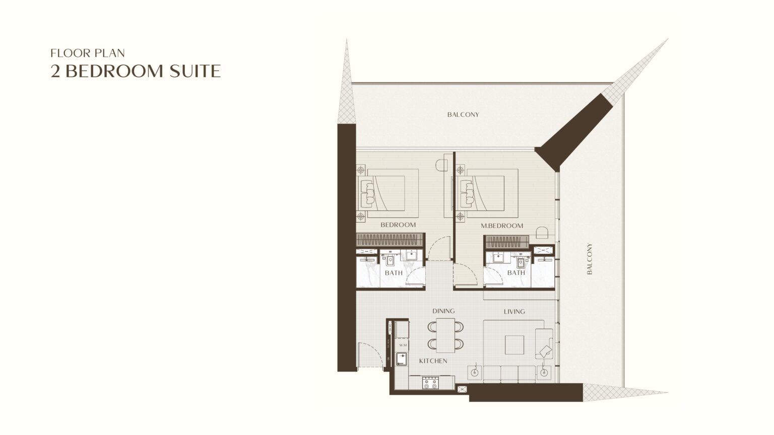One by Binghatti 2 bedroom suite floor plan, Business Bay