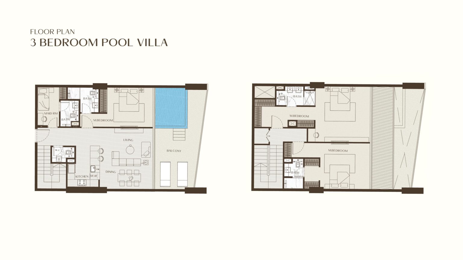 One by Binghatti 3 bedroom pool villa floor plan, Business Bay