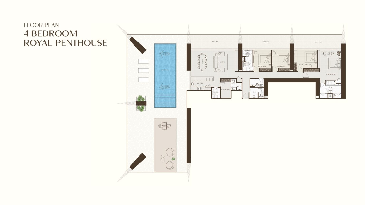 One by Binghatti 4 bedroom royal penthouse floor plan, Business Bay