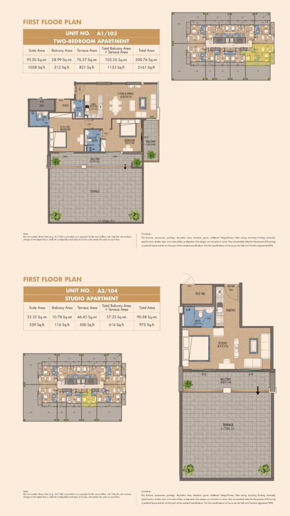 Purvanchal Triana Residences 2 bedroom apartment floor plan, layout 1 of 2, Al Wasl, Dubai