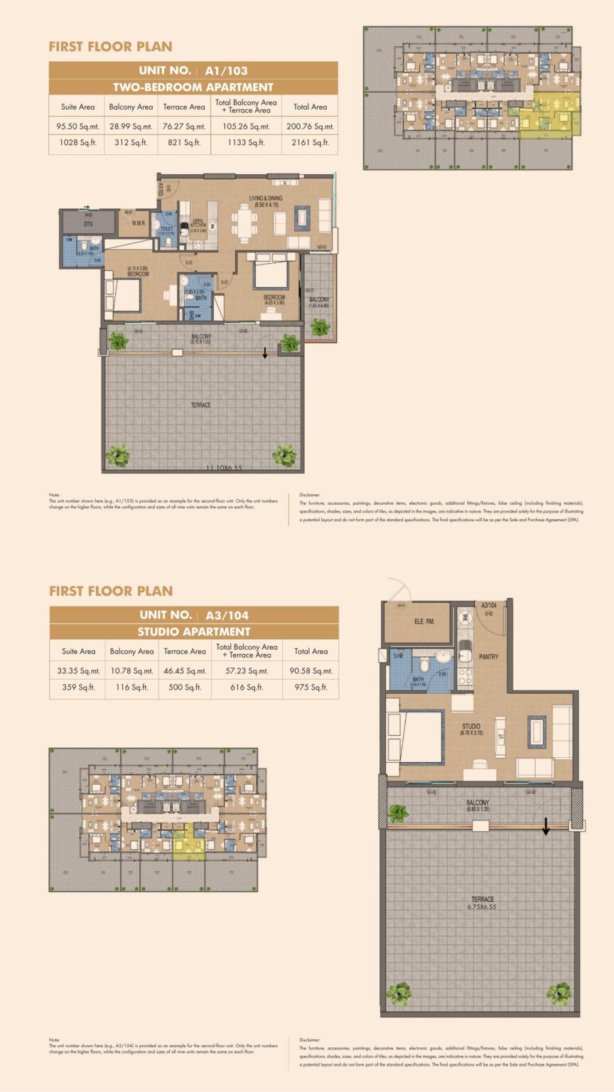 Purvanchal Triana Residences 2 bedroom apartment floor plan, layout 1 of 2, Al Wasl, Dubai
