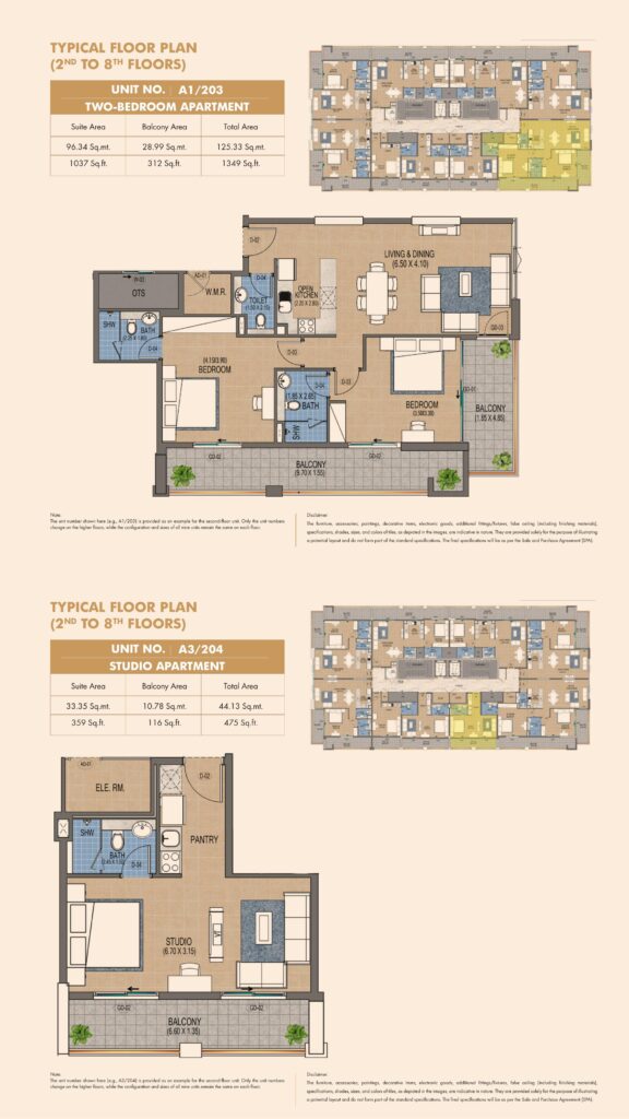 Purvanchal Triana Residences 2 bedroom apartment floor plan, layout 2 of 2, Al Wasl, Dubai