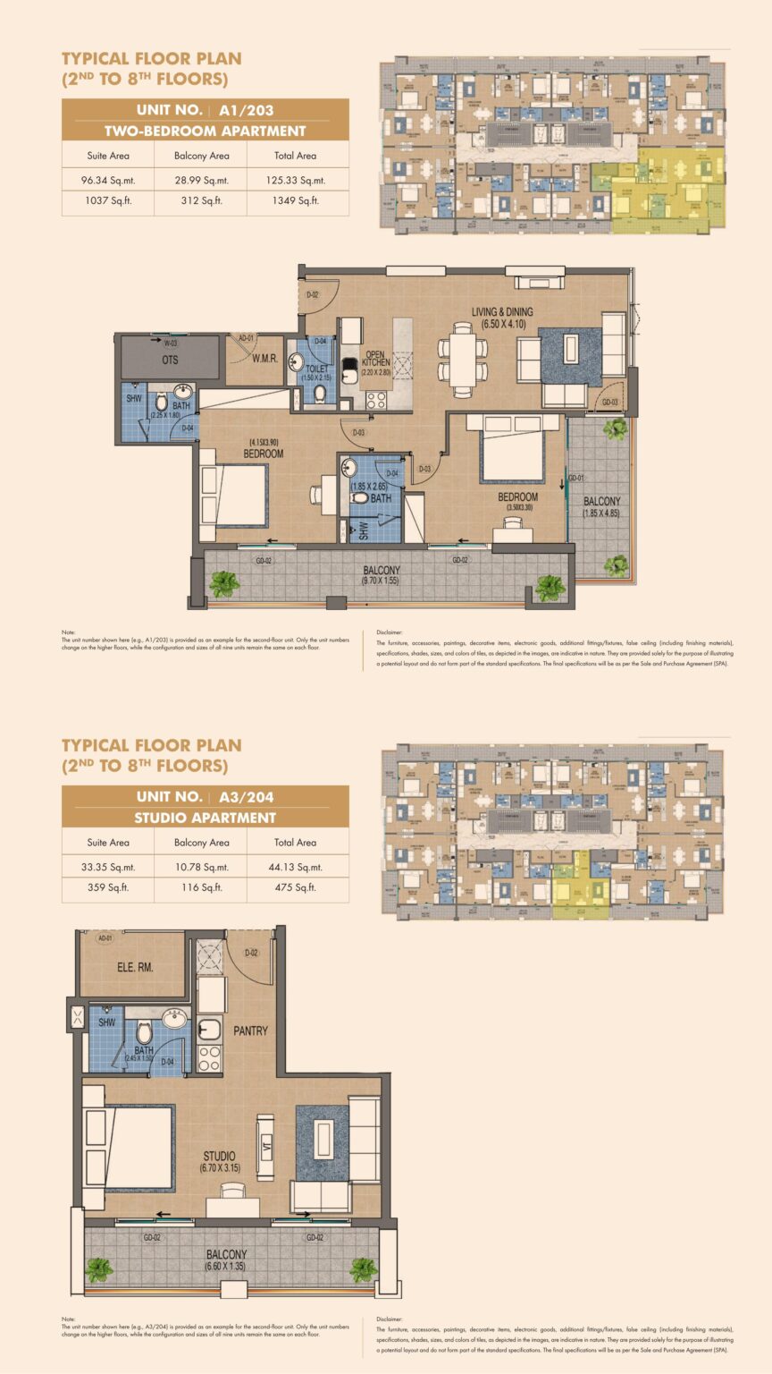 Purvanchal Triana Residences 2 bedroom apartment floor plan, layout 2 of 2, Al Wasl, Dubai