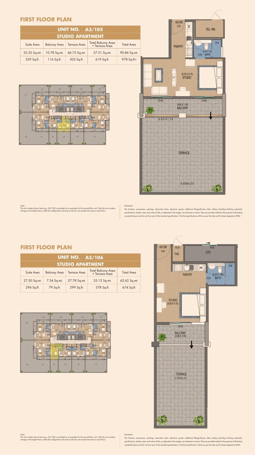 Purvanchal Triana Residences studio apartment floor plan, layout 1 of 2, Al Wasl, Dubai