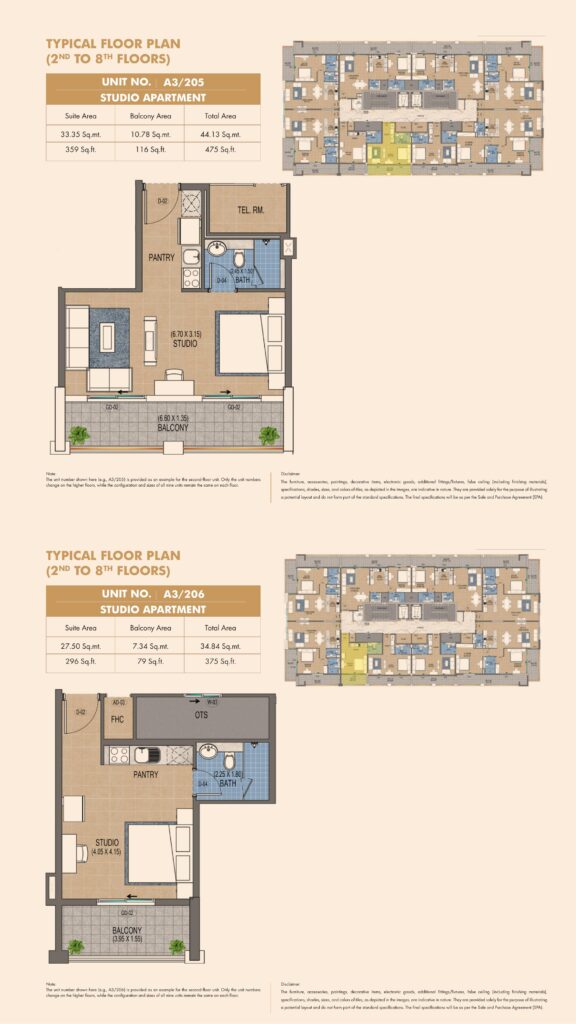 Purvanchal Triana Residences studio apartment floor plan, layout 2 of 2, Al Wasl, Dubai