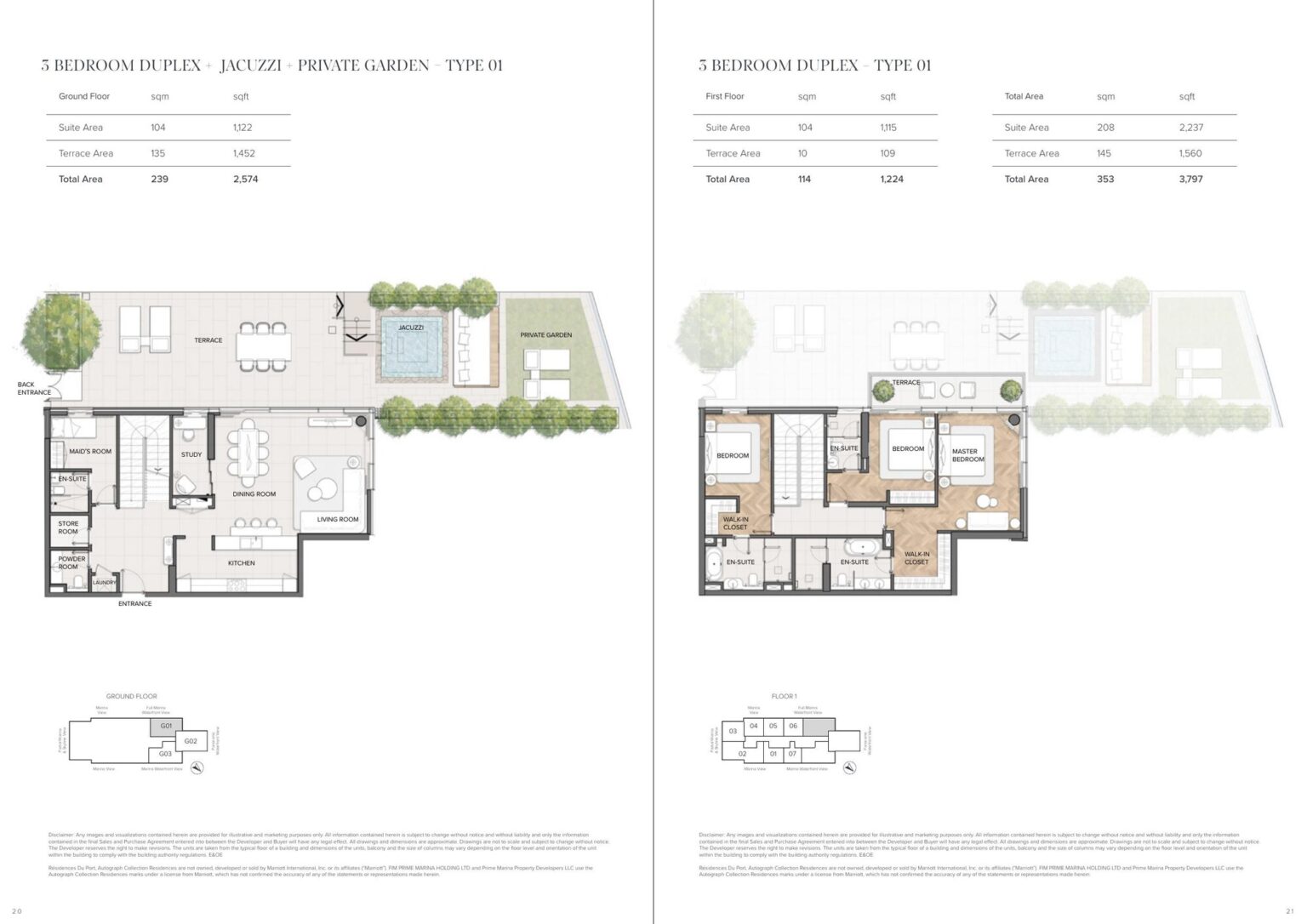 Residences Du Port duplex apartment floor plan, Dubai Marina