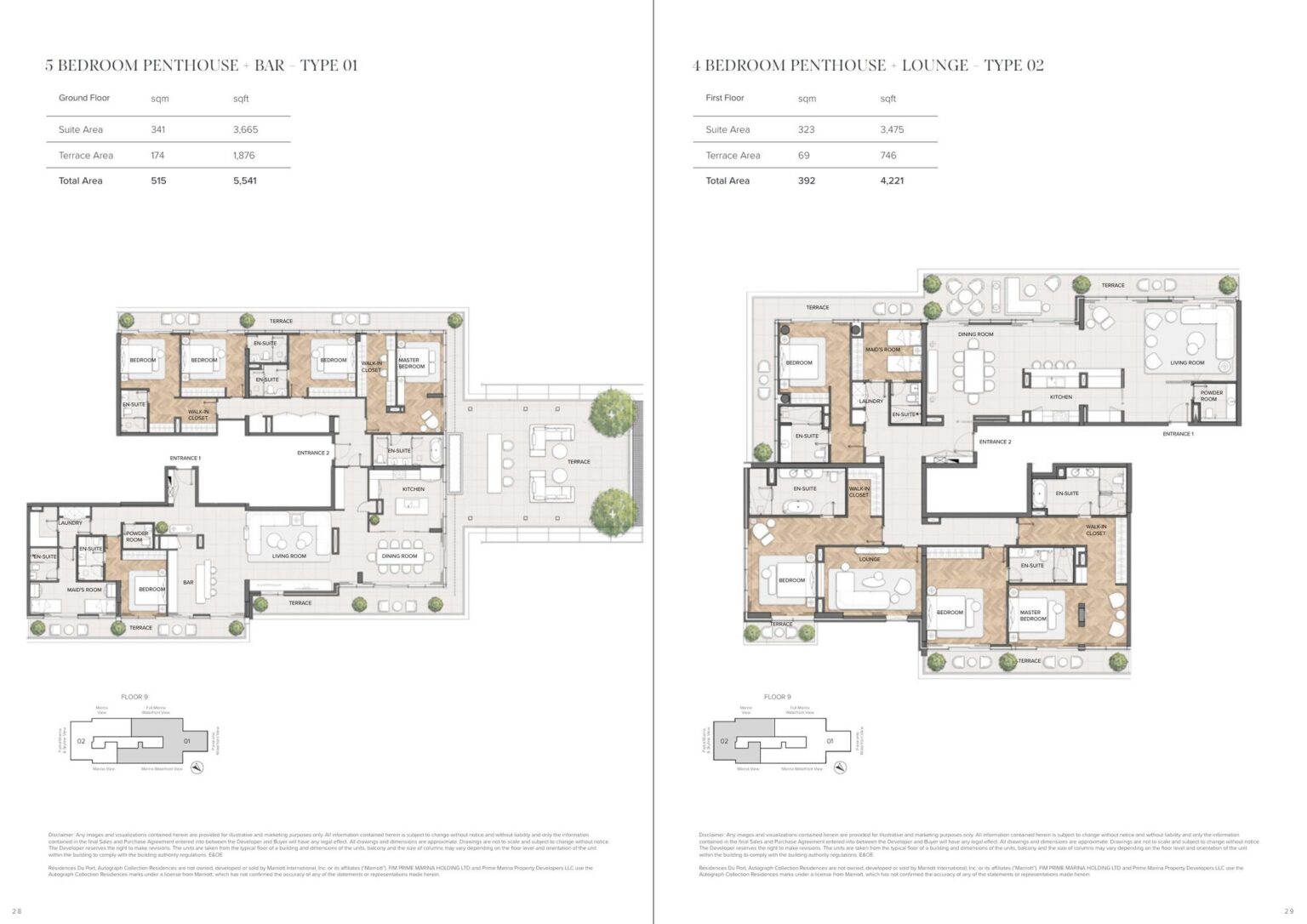Residences Du Port penthouse floor plan, Dubai Marina