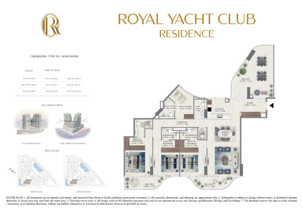 Royal Yacht Club Residence - Floorplan - 3 Bedroom Type 3D