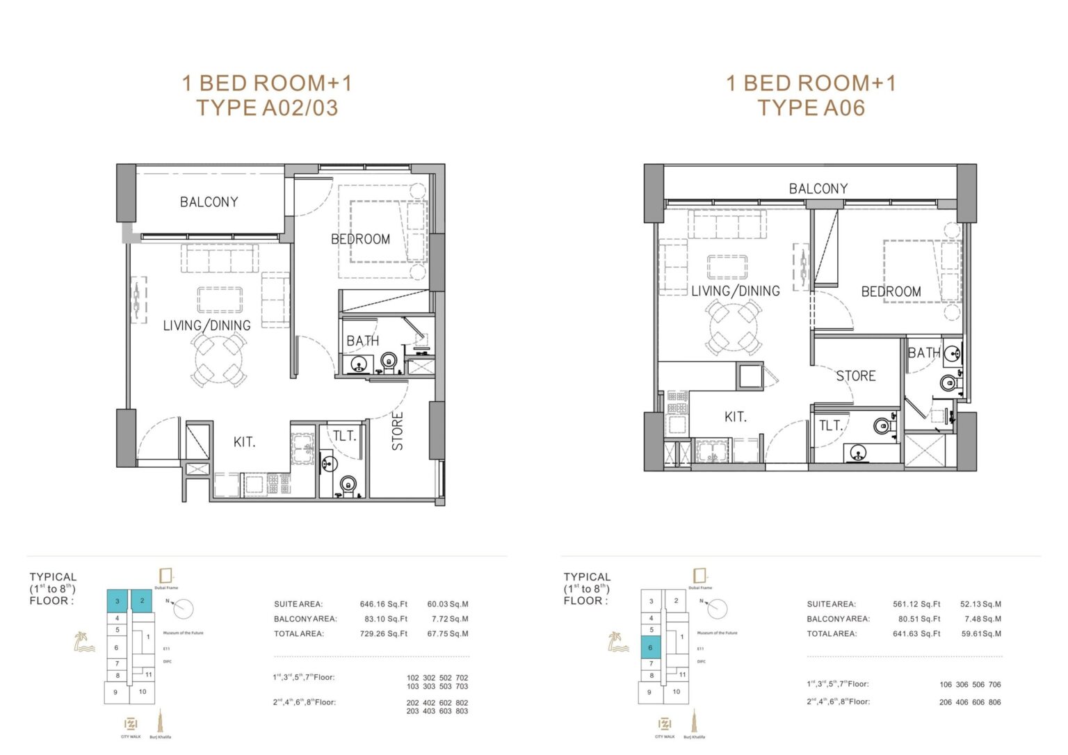 Stamn Yuni studio and 1 bedroom floor plans, sheet 4 of 4, Al Wasl, Dubai