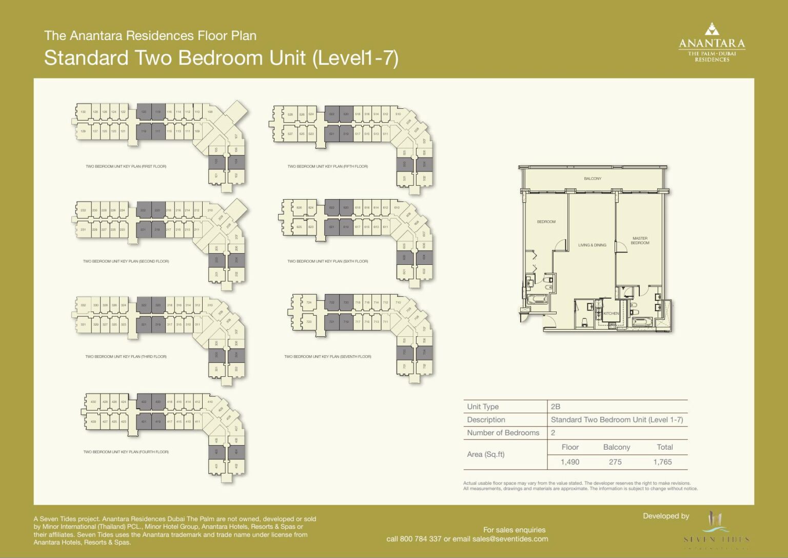 The Anantara Residences 2 bedroom apartment floor plan, Palm Jumeirah