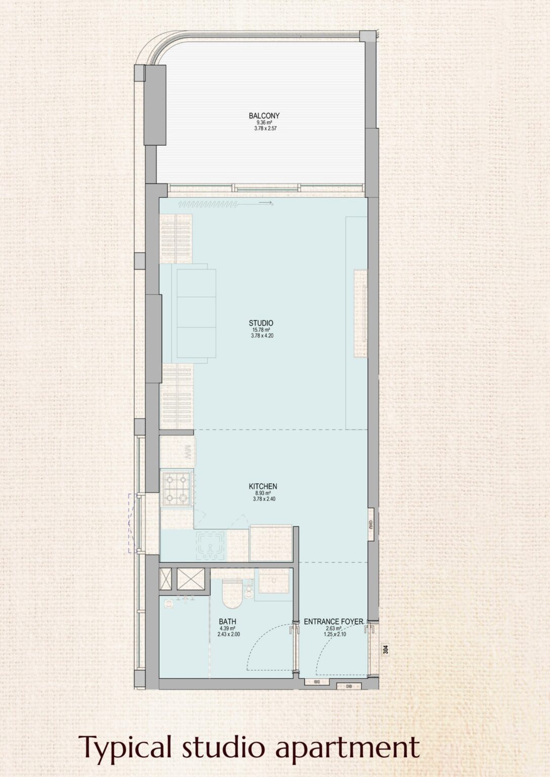 The Grandala studio apartment floor plan, Al Wasl, Dubai