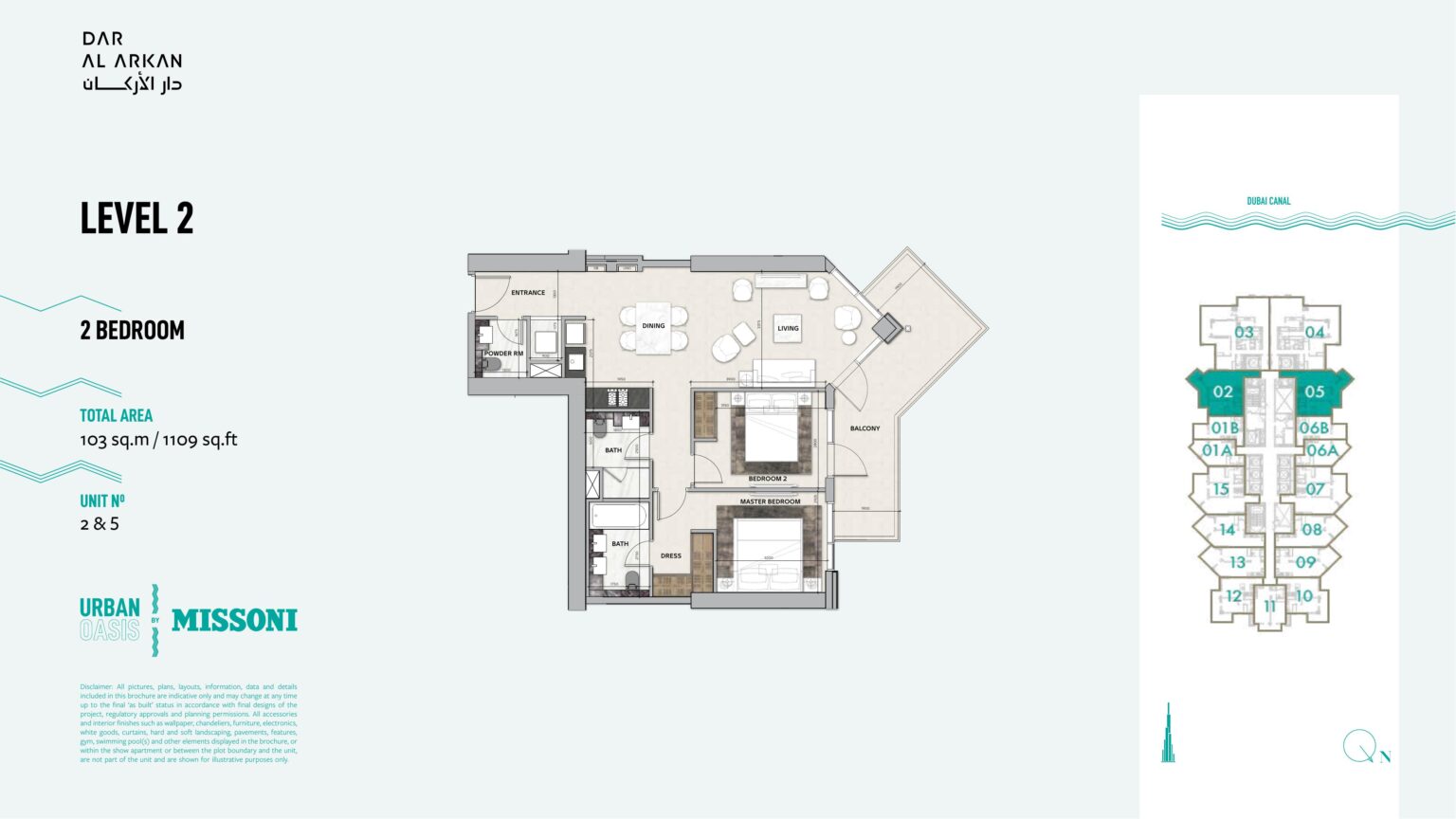 Urban Oasis by Missoni 2 bedroom apartment floor plan, Business Bay