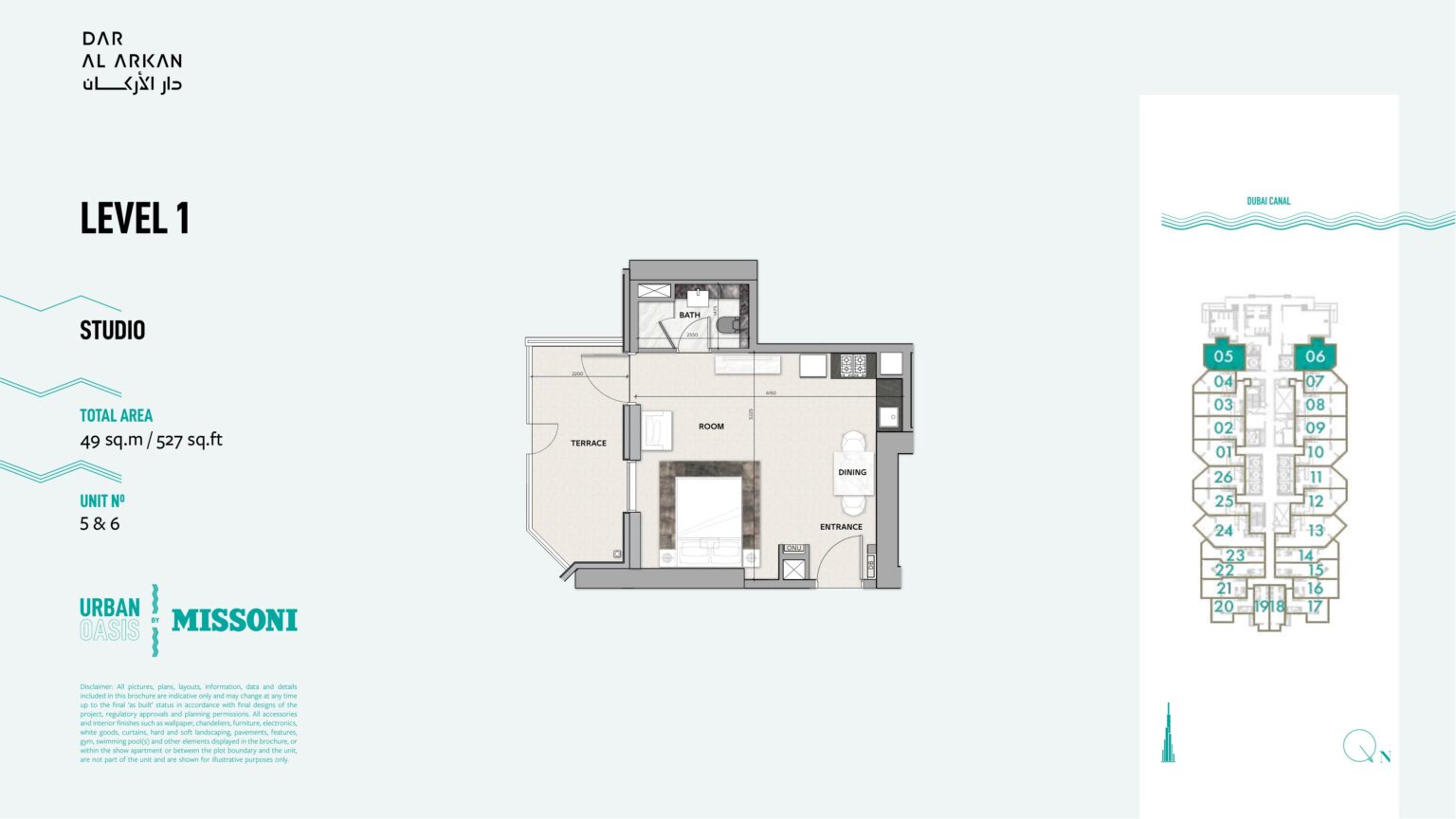 Urban Oasis by Missoni studio apartment floor plan, Business Bay
