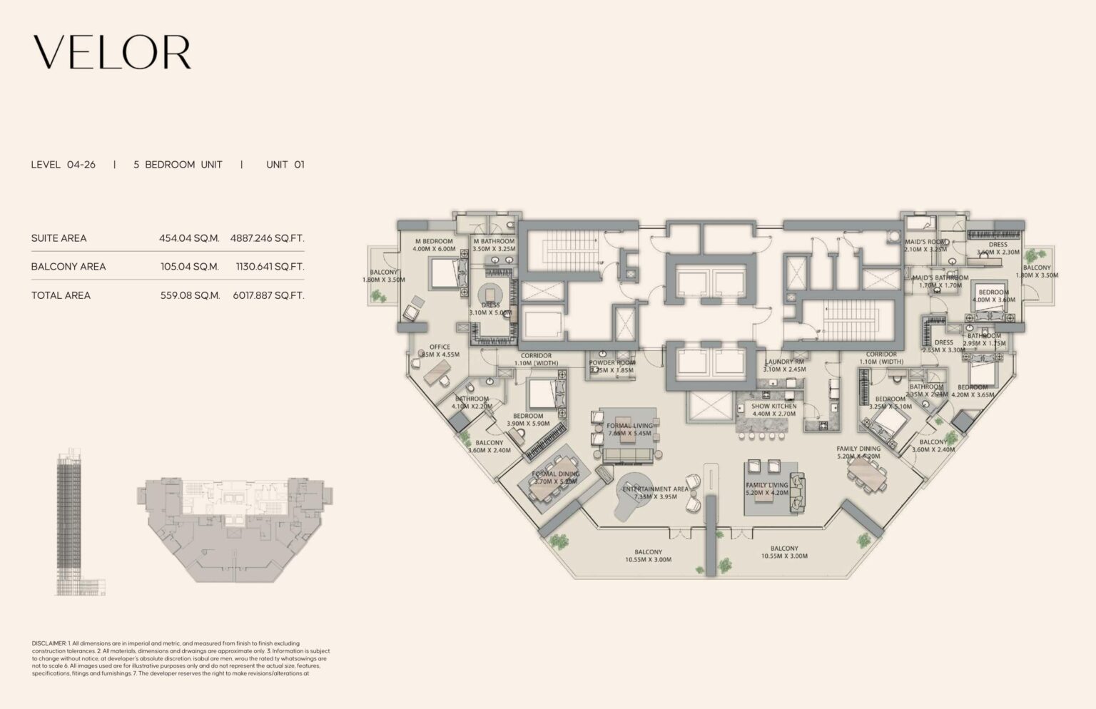 Velor 5 bedroom penthouse floor plan, Business Bay, Dubai