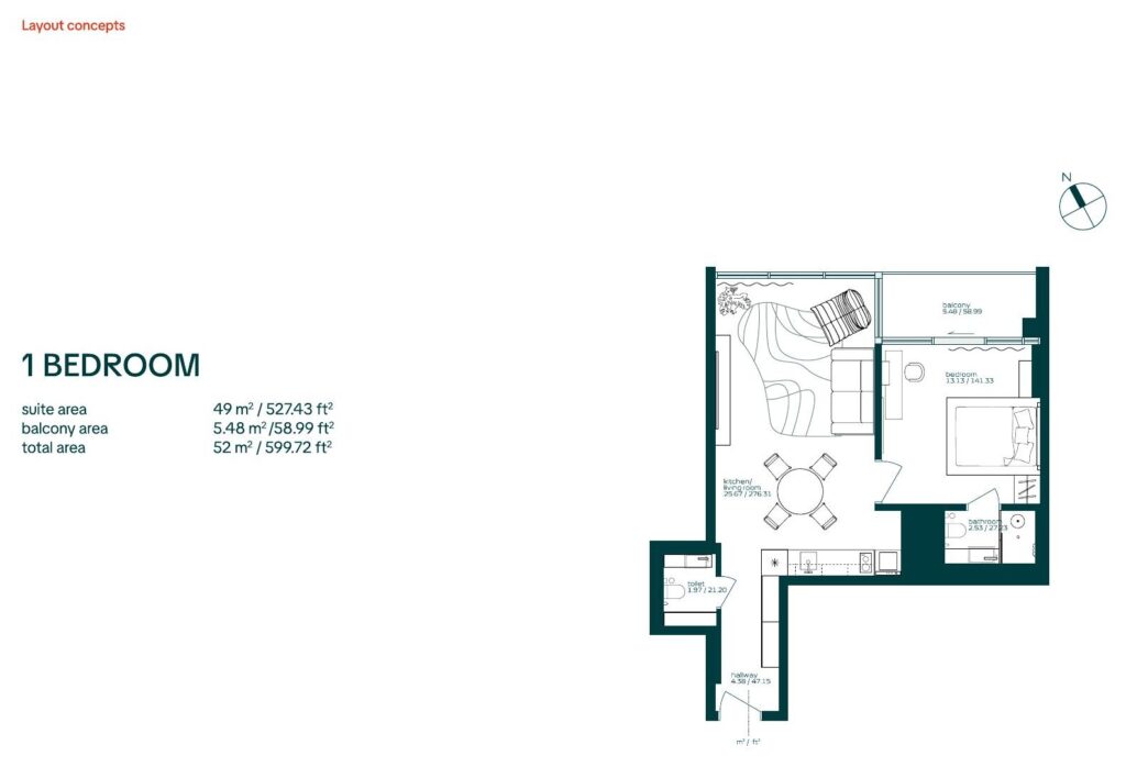 Vibe by Arsenal East 1 bedroom apartment floor plan, Al Wasl, Dubai