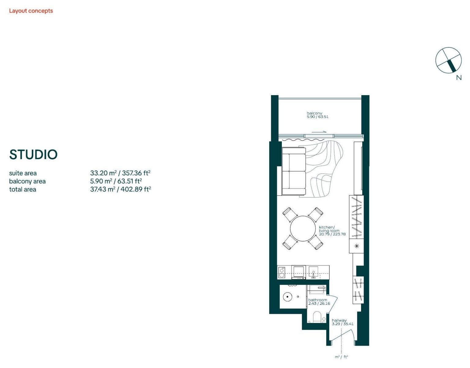 Vibe by Arsenal East studio apartment floor plan, Al Wasl, Dubai