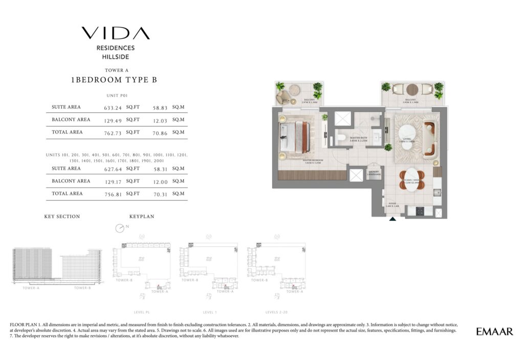Vida Residences Hillside - Floorplans - 1 Bedroom-P01