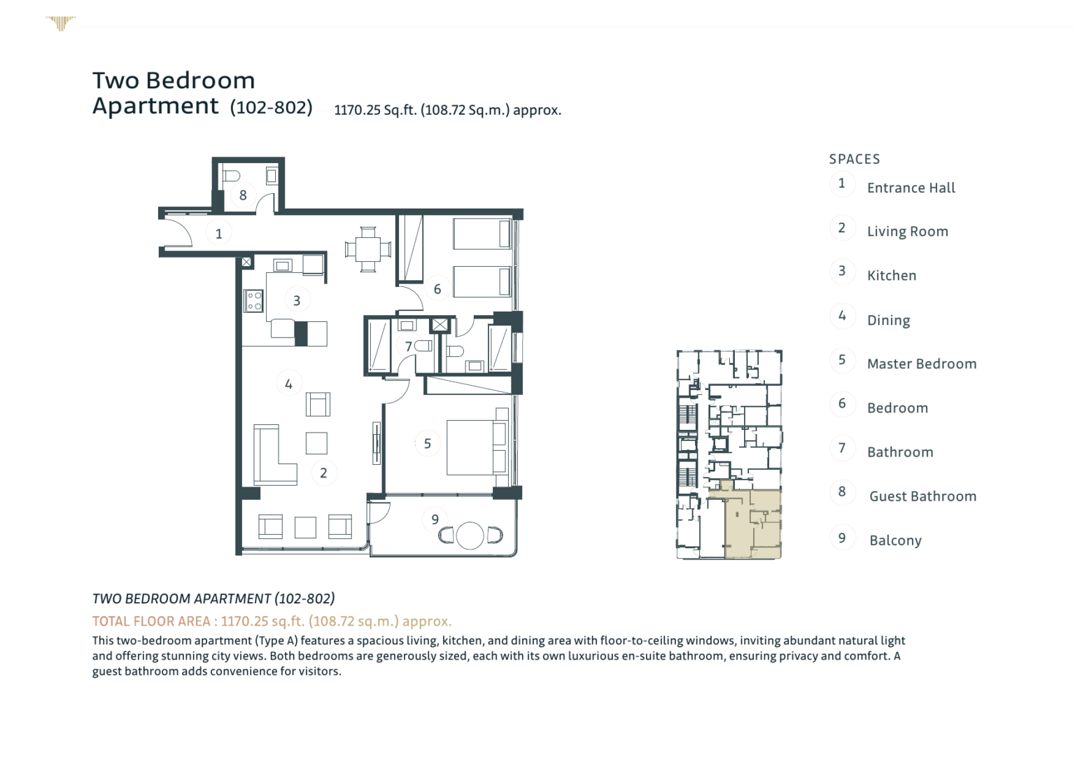 White Stone 2 bedroom apartment floor plan, Al Wasl, Dubai
