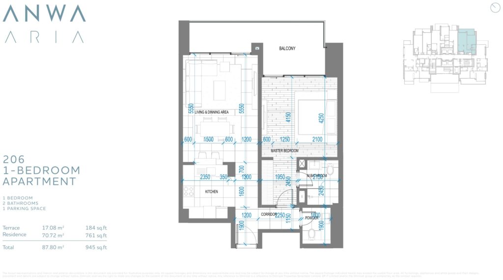 Anwa Aria - Floorplans - 1 Bedroom (2)