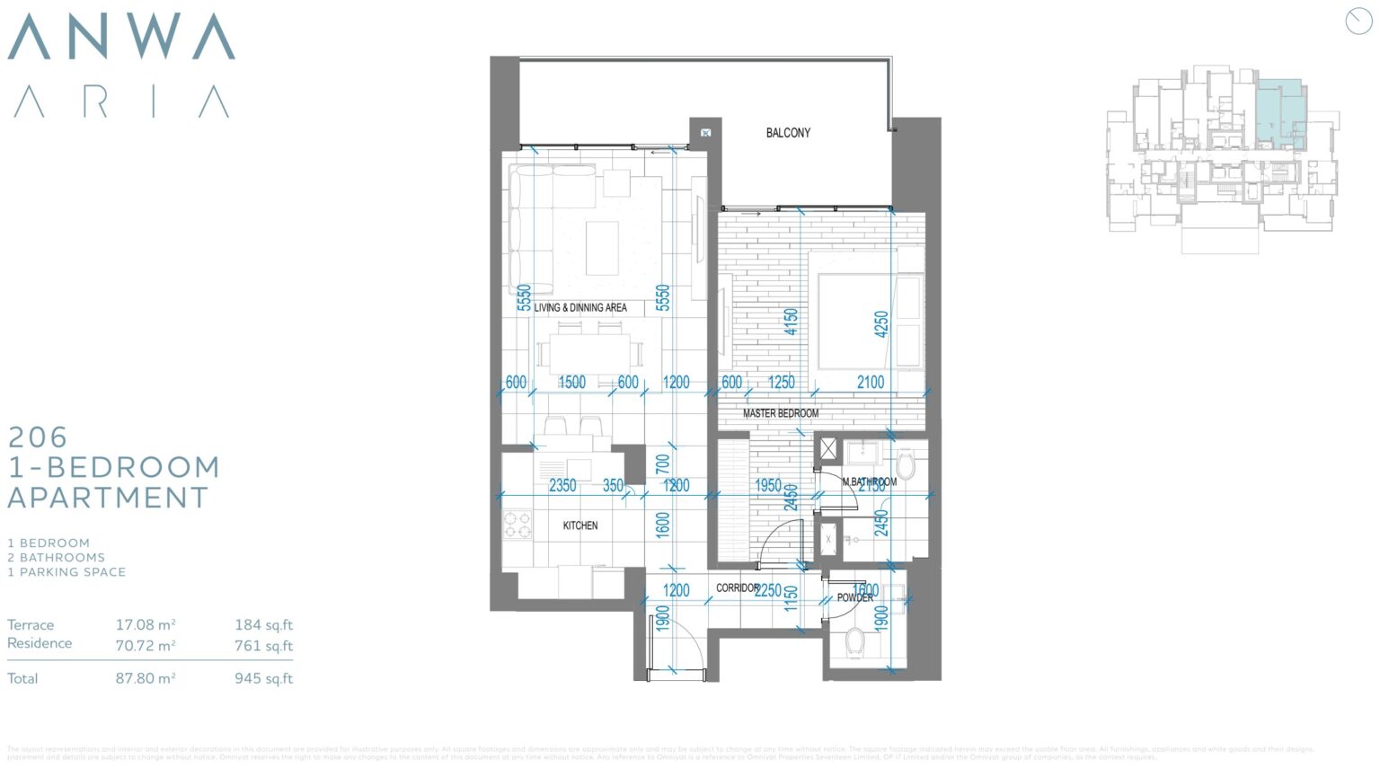 Anwa Aria - Floorplans - 1 Bedroom (2)