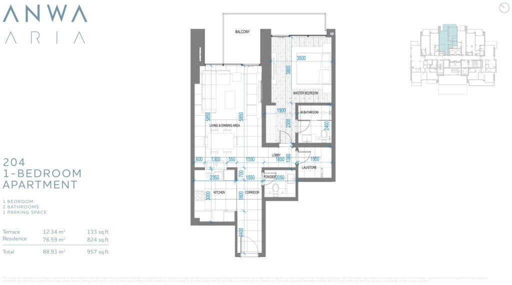 Anwa Aria - Floorplans - 1 Bedroom (3)