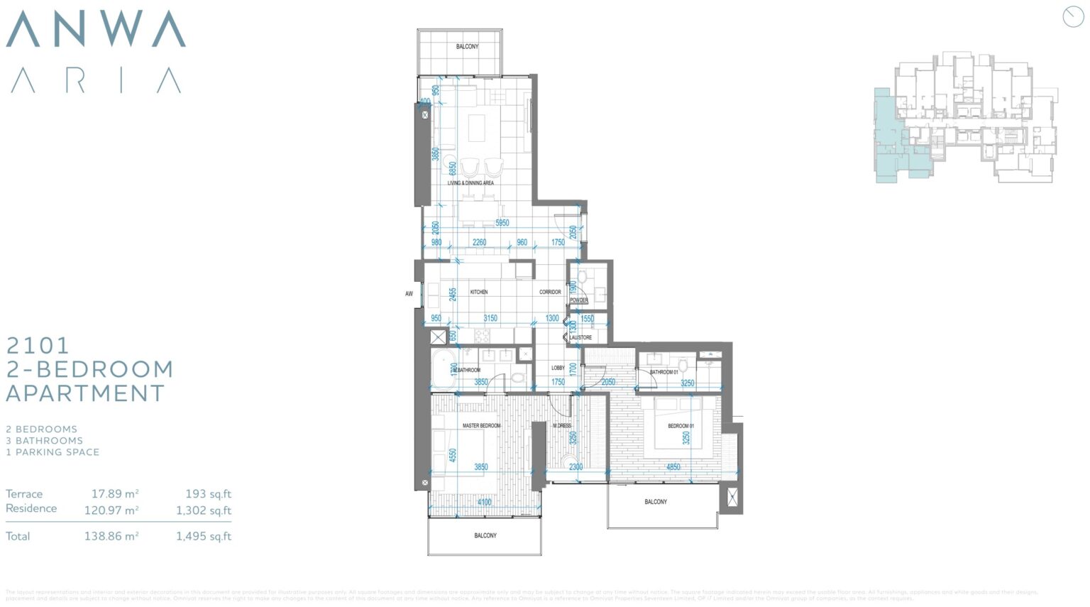 Anwa Aria - Floorplans - 2 Bedroom (2)