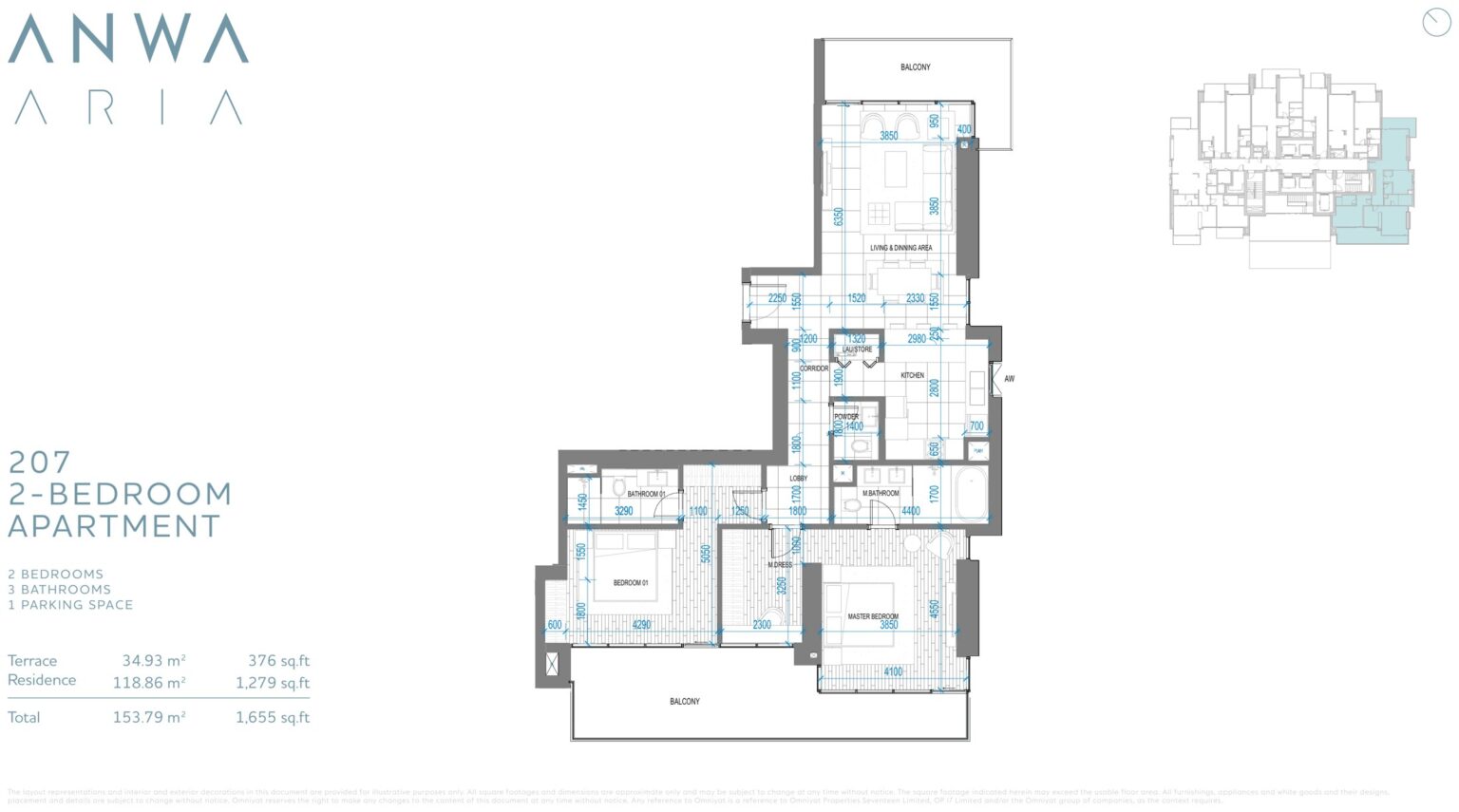 Anwa Aria - Floorplans - 2 Bedroom (3)