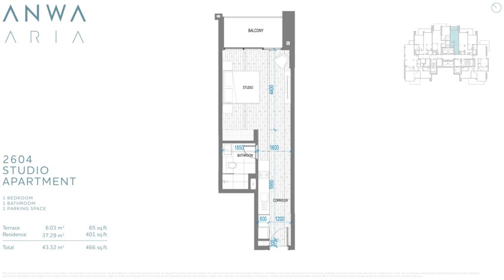 Anwa Aria - Floorplans - Studio (2)