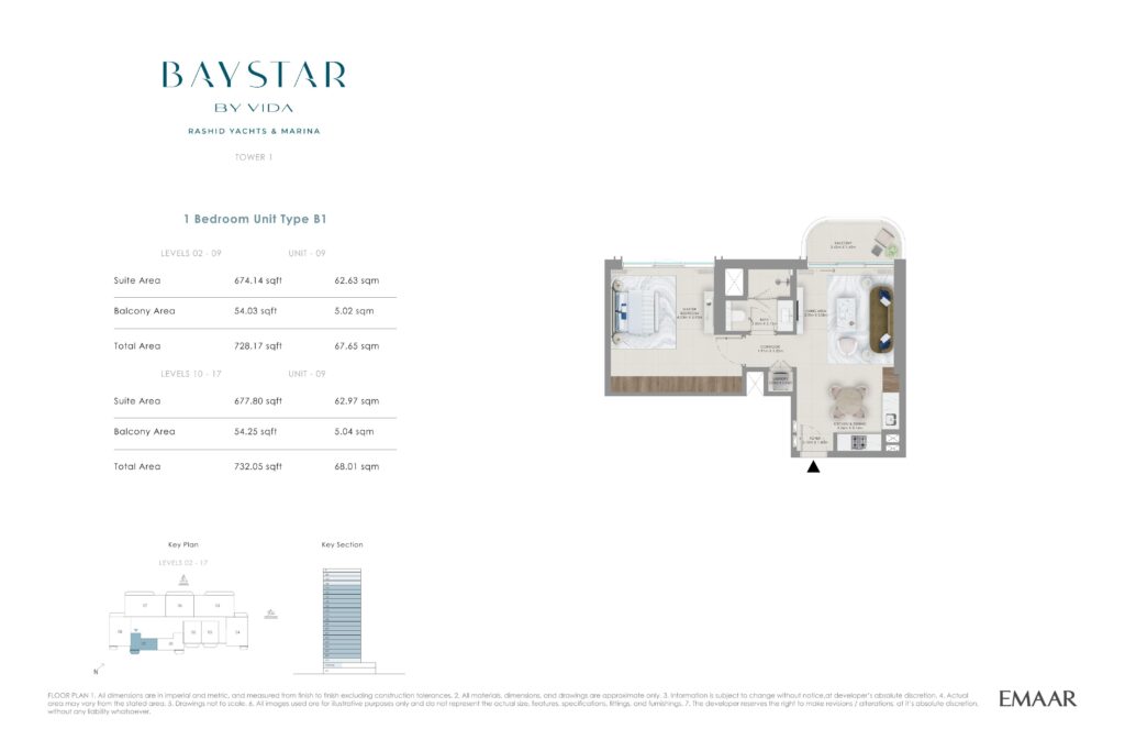 Baystar by Vida - Floorplans - 1 Bedroom Type B1