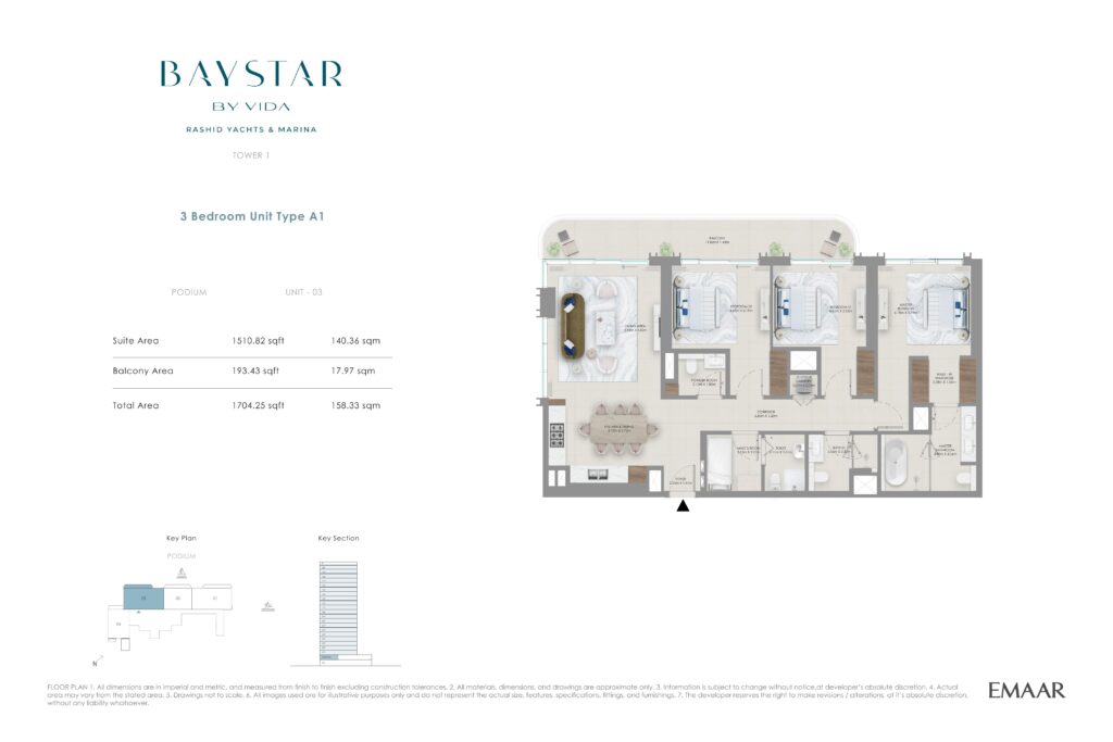 Baystar by Vida - Floorplans - 3 Bedroom Type A1