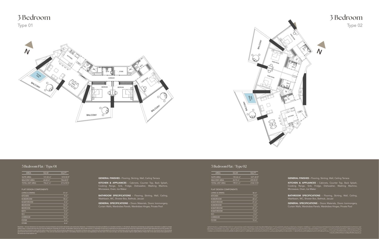 Binghatti Phantom - Floorplans - 3 Bedroom