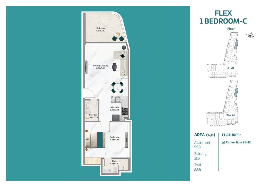 Breez by Danube - Floorplans - 1 Bedroom (3)