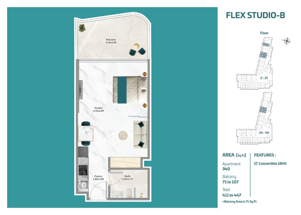Breez by Danube - Floorplans - Studio (2)