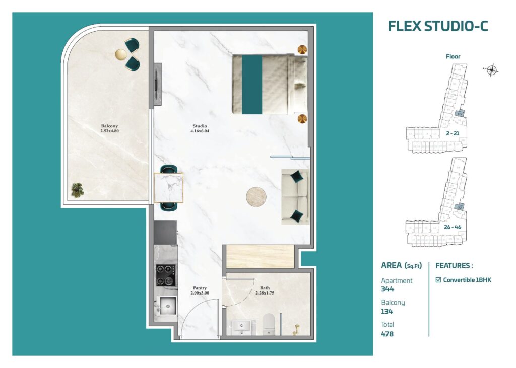 Breez by Danube - Floorplans - Studio (3)