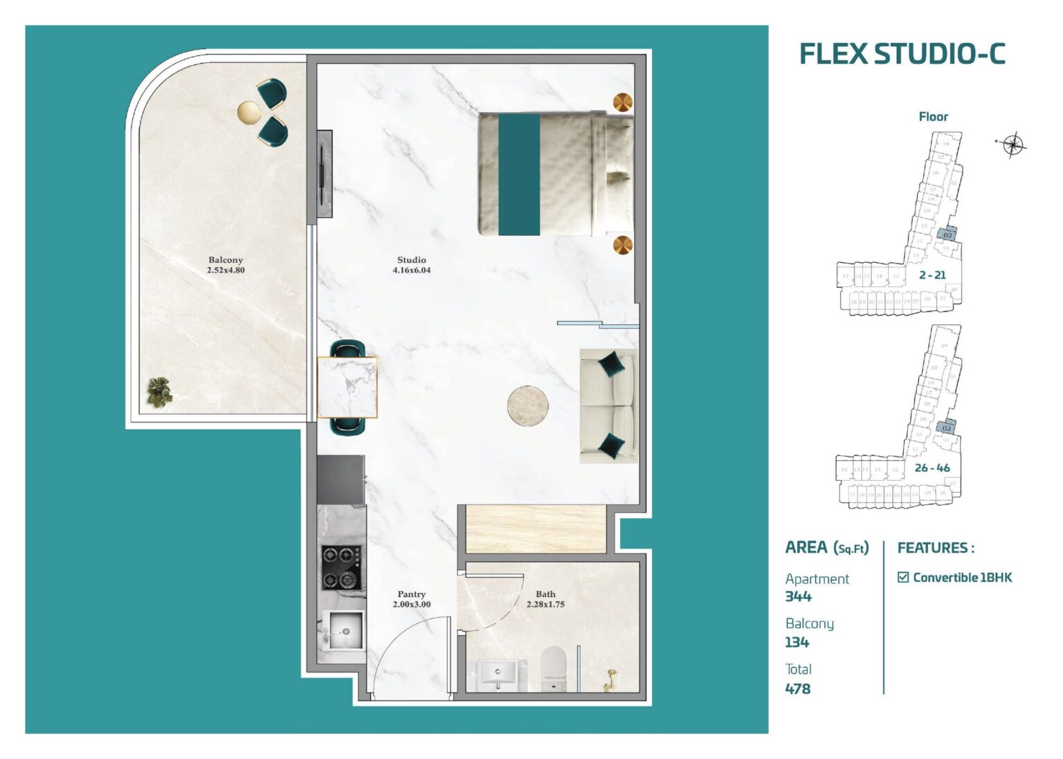 Breez by Danube - Floorplans - Studio (3)