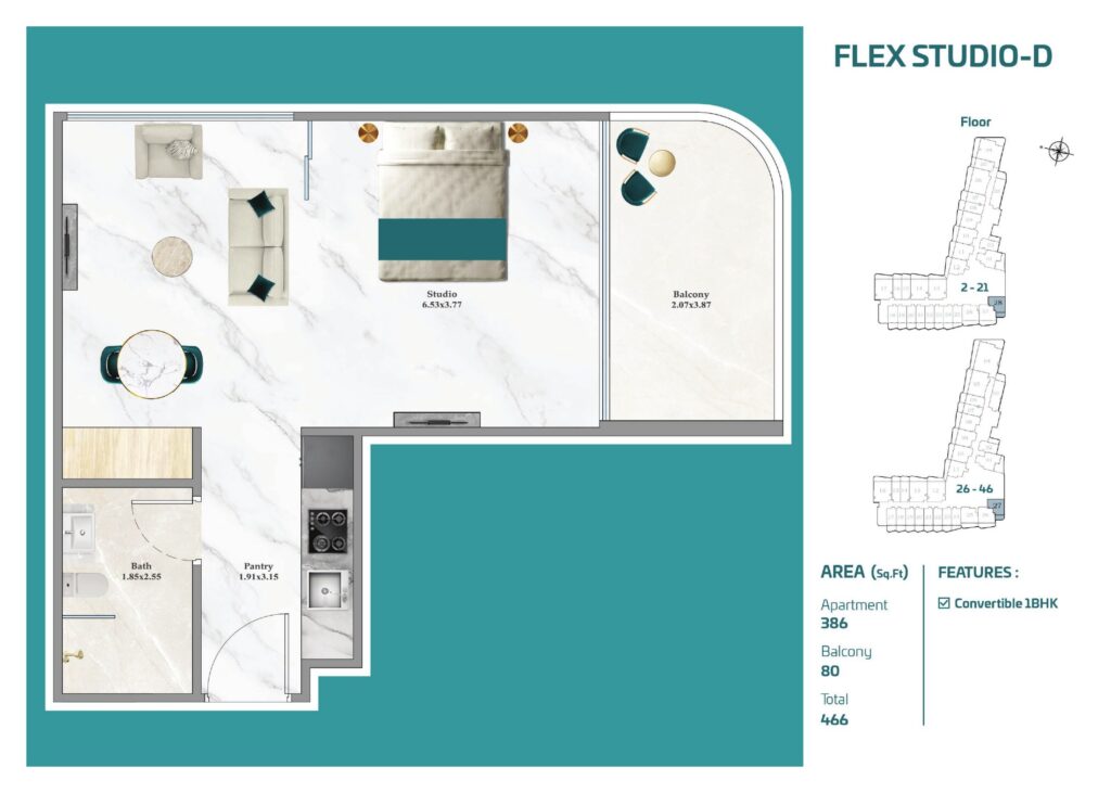Breez by Danube - Floorplans - Studio (4)