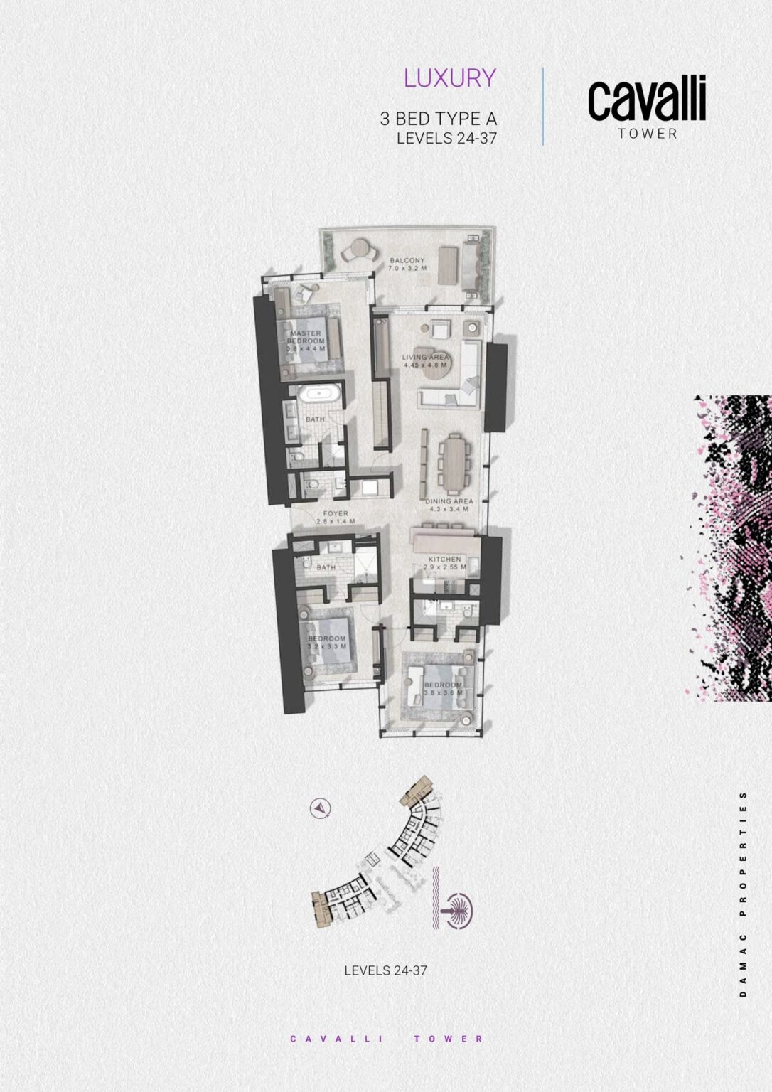 Cavalli Tower - Floorplans - 3 Bedroom