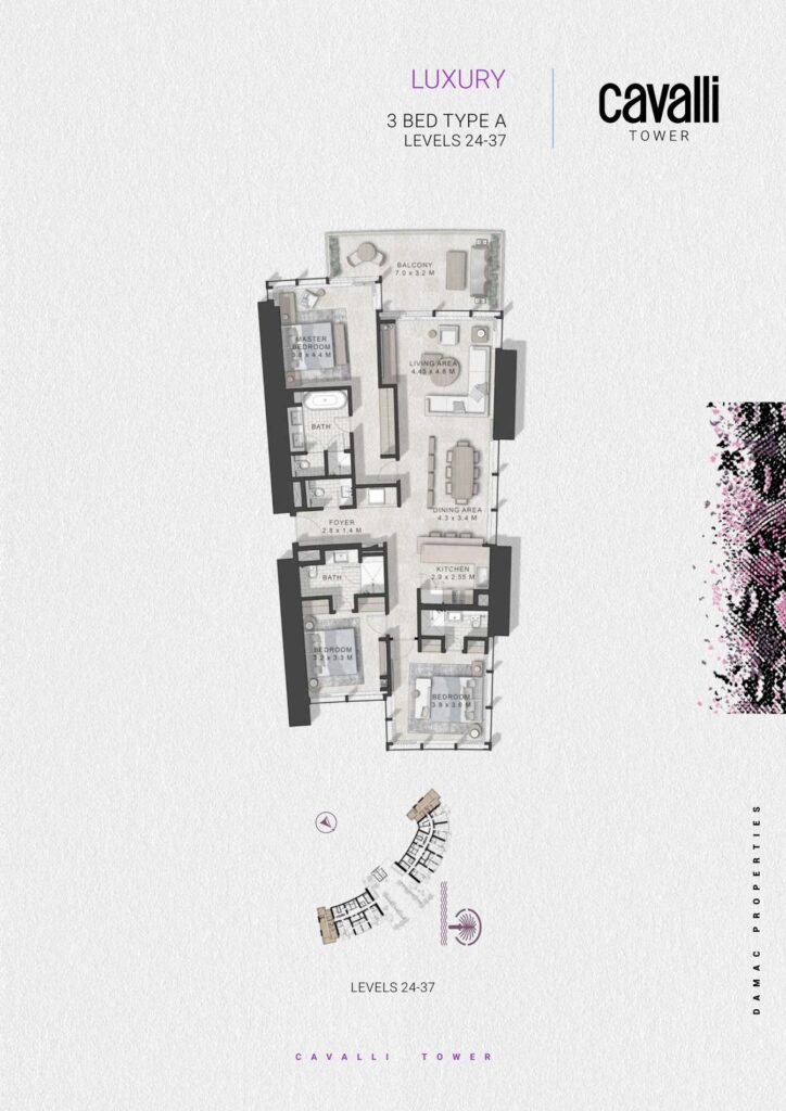 Cavalli Tower - Floorplans - 3 Bedroom