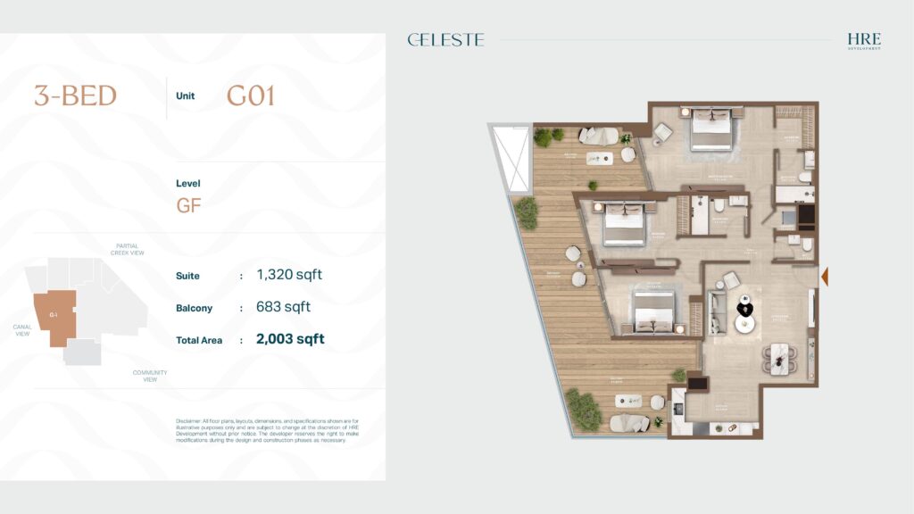 Celeste by HRE - Floorplan - 3 Bedroom (Unit G01)