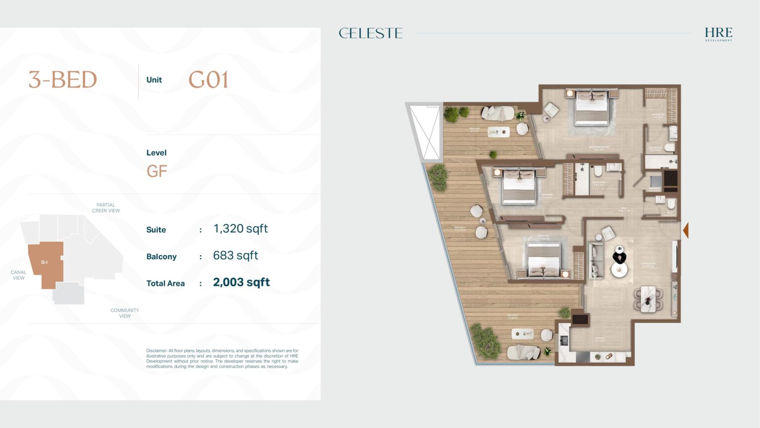 Celeste by HRE - Floorplan - 3 Bedroom (Unit G01)