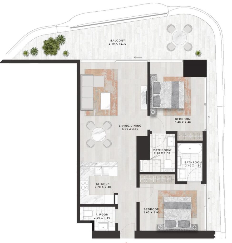 Coral Reef - Floorplans - 2 Bedroom